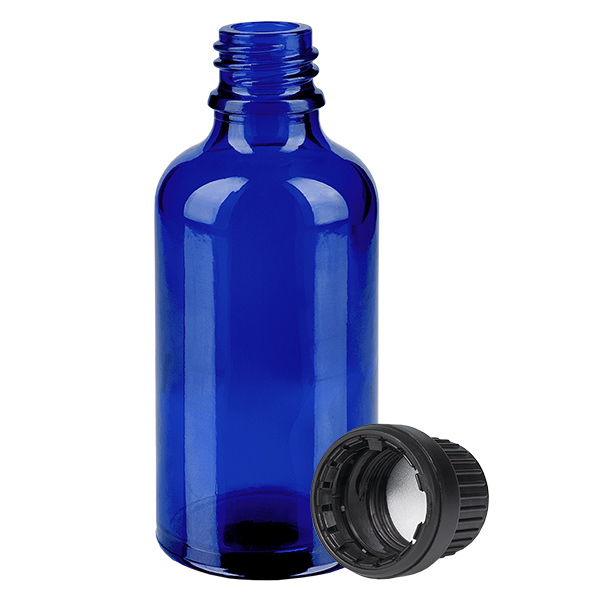 50ml Flasche 11mm Schraubverschluss schwarz Originalitätsverschluss BlueLine UT18/50