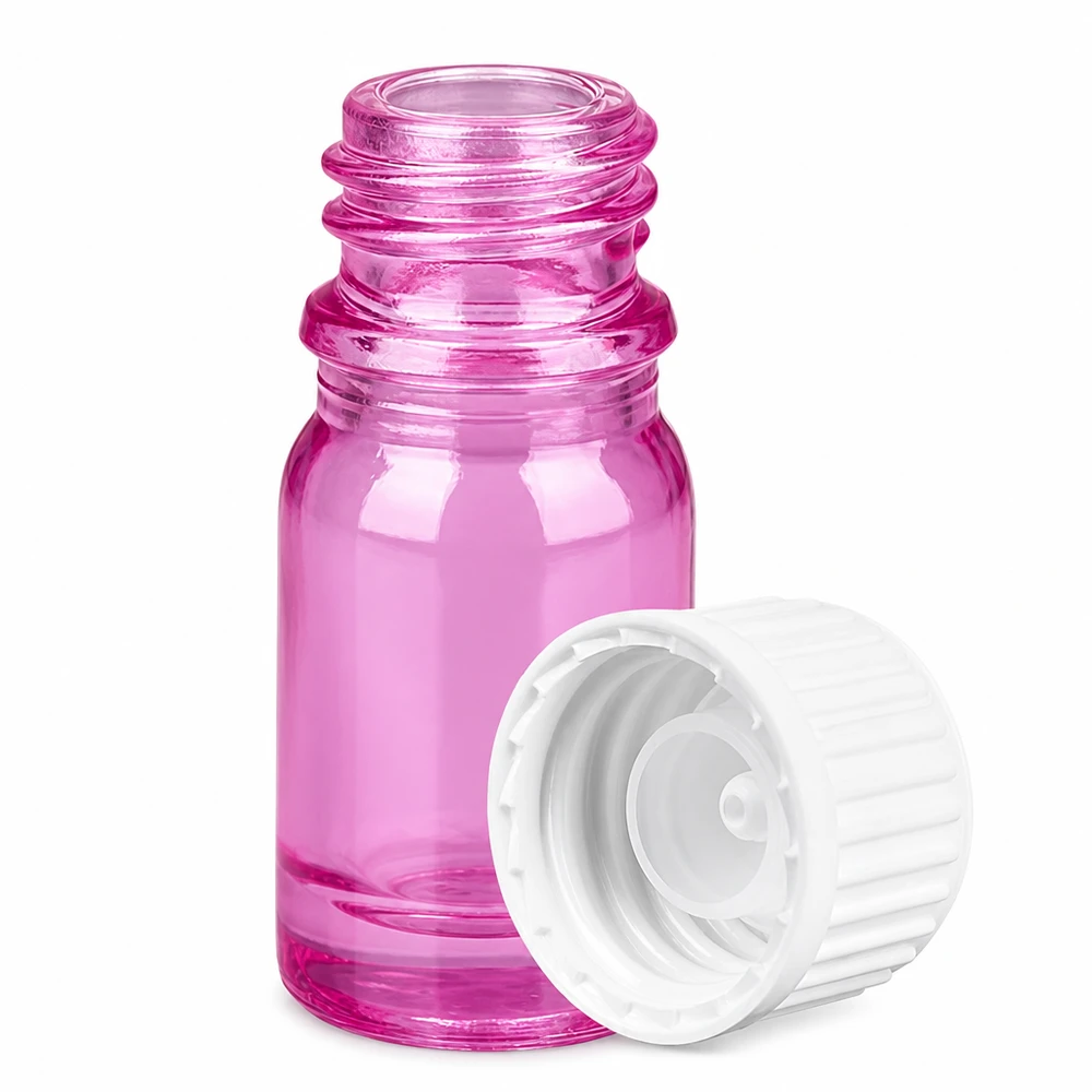 5ml (Globuli)Flasche 3mm Giessring weiß Standard PurpleLine UT18/5 Zierliche rosa Glasflasche 5ml Volumen mit Schraubverschluss für Naturkosmetik und Öle