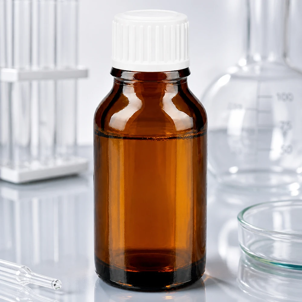 Apothekenflasche braun 30ml Schraubverschluss weiß Standard Kompakte Braunglas Flasche 30ml mit kindersicherem weißem Aufsatz für Laborchemikalien