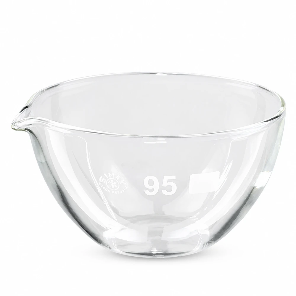 Piatto di evaporazione in vetro da laboratorio ø95mm con beccuccio 170ml borosilicato trasparente