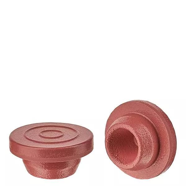 Bouchons pour flacon d'injection à l'unité, 20 mm en bromobutyle rouge Bouchons pour flacon d'injection à l'unité, 20 mm en bromobutyle rouge