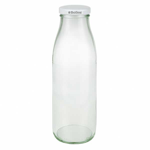 500ml Glasflasche + BioSeal Deckel weiß UNiTWIST
