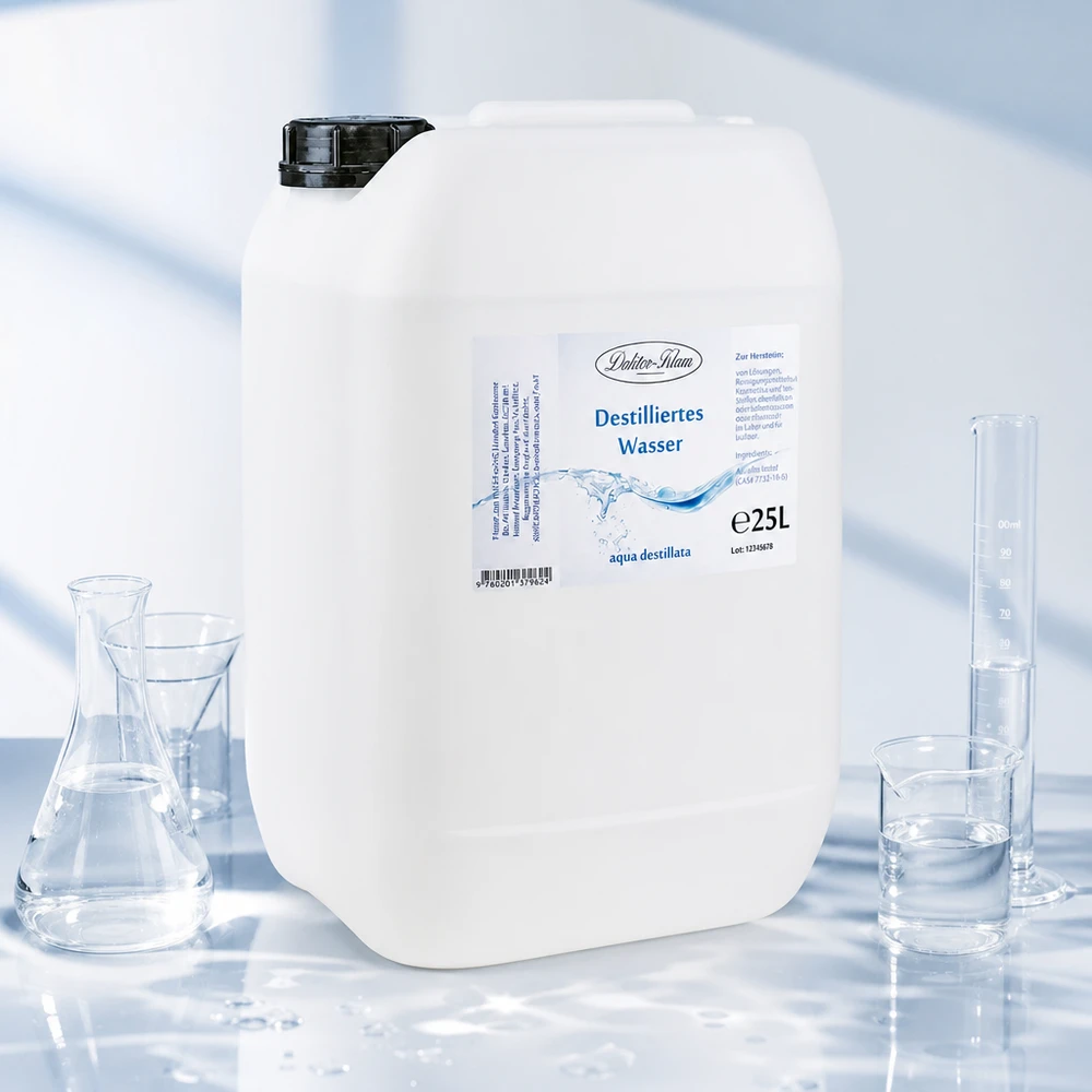 Tanica di acqua distillata Doktor-Klaus da 25 litri con impugnatura e beccuccio ergonomici