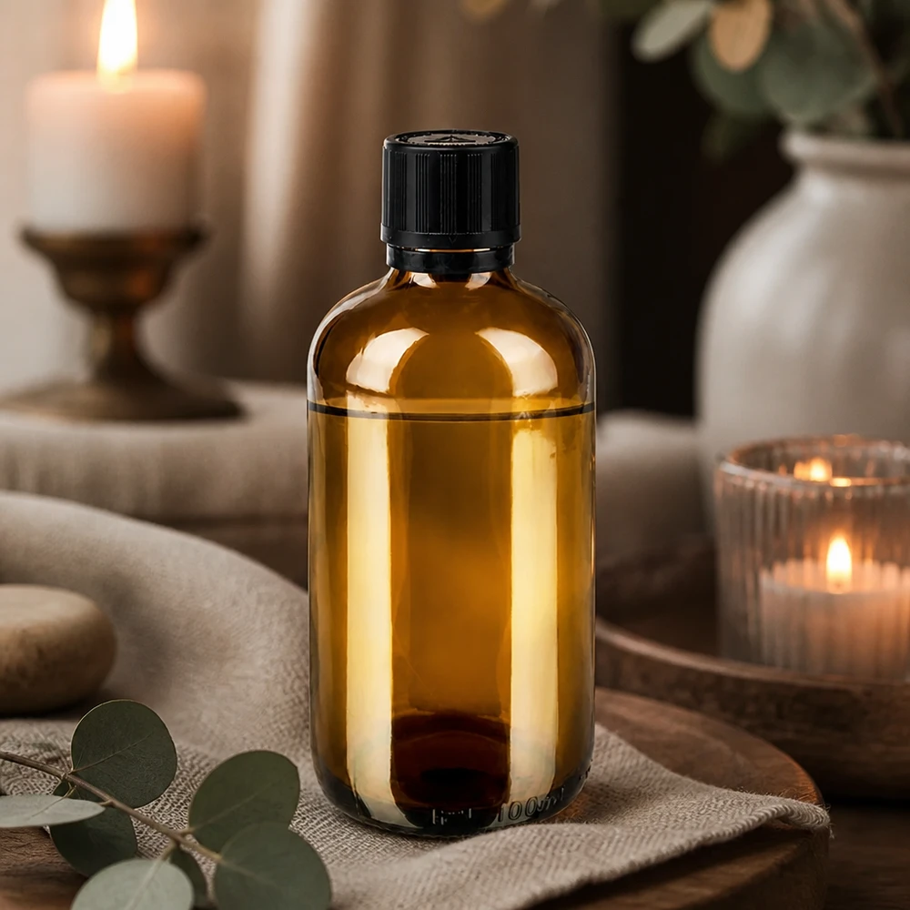 Schlanke zylindrische Apotheker Braunglasflasche 100ml mit Tropfeinsatz 1mm und manipulationssicherem Verschluss