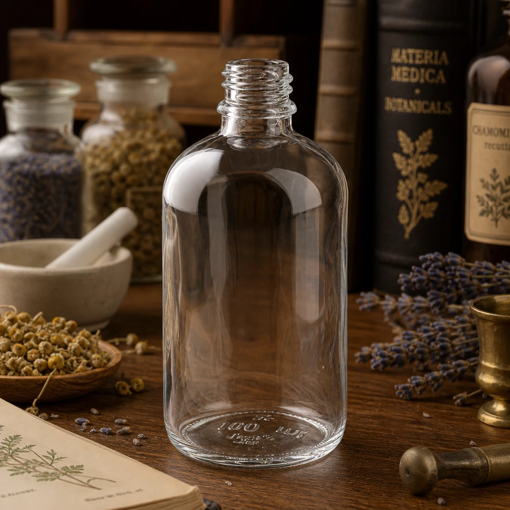 Klarglas Flasche 100ml DIN 18 Professionelle ApoGlas Flasche 100ml mit standardisiertem Gewinde für Apotheken und Labore