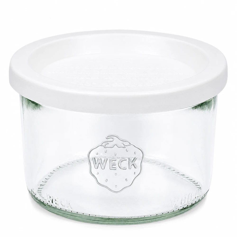 Bicchiere da 200 ml con coperchio salvafreschezza WECK RR80 WECK Vaso da 200 ml con coperchio bianco RR80 per marmellate e conserve