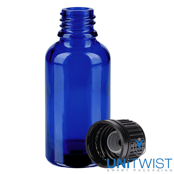 30ml Globuliflasche 3mm Giessring schwarz Originalitätsverschluss BlueL. UT18/30