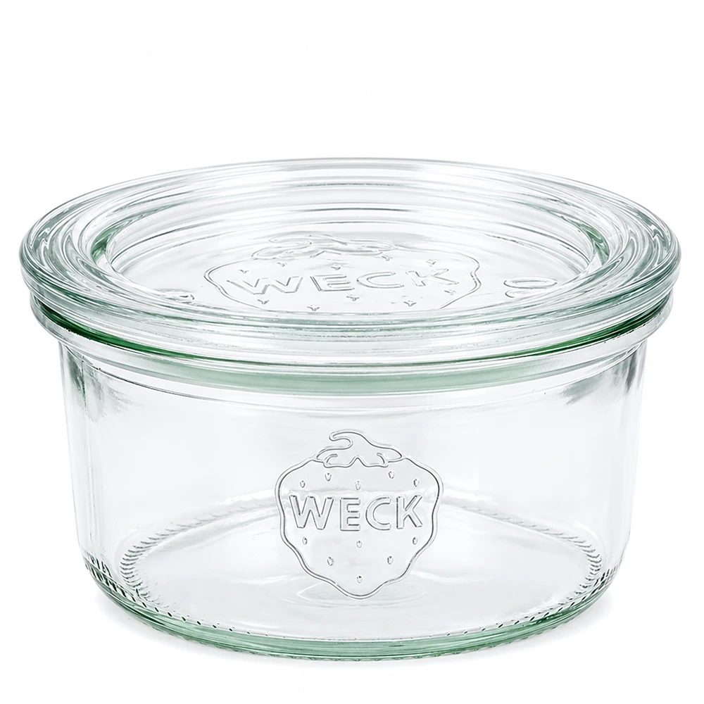 Bicchieri da 165 ml con coperchio in vetro WECK RR80 WECK 165ml vaso da muratore con coperchio in vetro RR80 Vaso da muratore trasparente per conservazione e stoccaggio