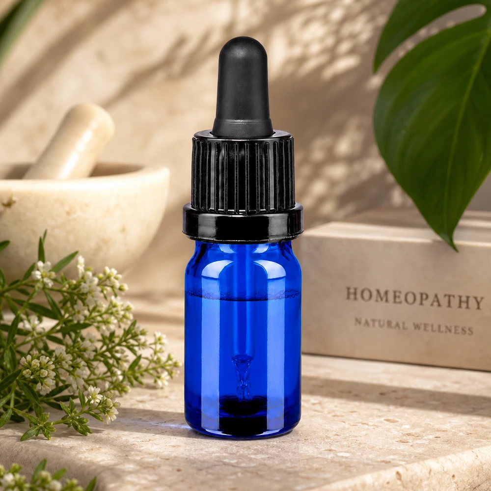 Robusto flacone in vetro da 5 ml con contagocce per applicazioni di aromaterapia OV BlueLine UT18/5