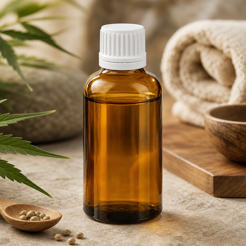 Flacone compatto da 50 ml in vetro marrone con protezione UV per prodotti cosmetici naturali