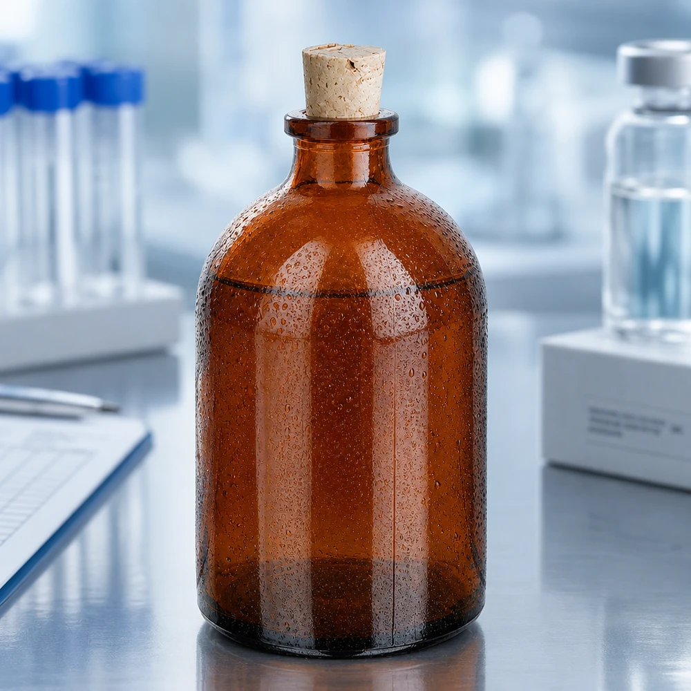 Flasche Braunglas 100ml mit Korken 11/14mm Robuste Reagenzflasche 100ml aus braunem Borosilikatglas mit traditionellem Korkstopfen