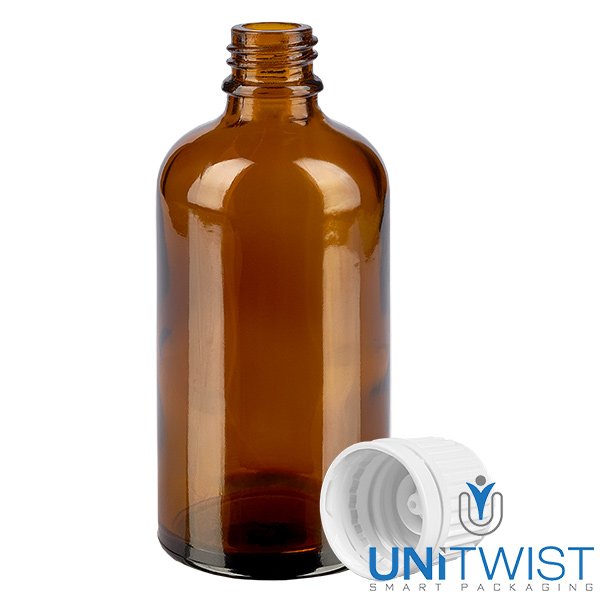 100ml Flasche 11mm Schraubverschluss weiß Originalitätsverschluss BrownLine UT18/100