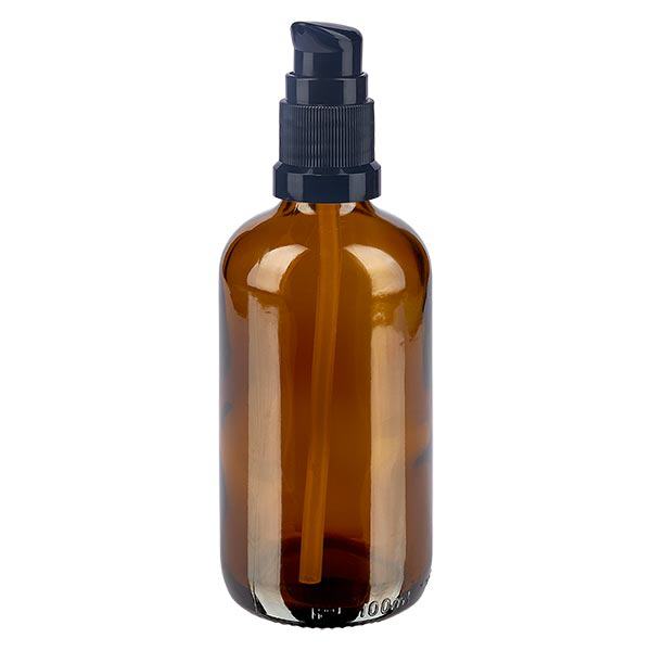 Flacone a pompa marrone 100ml STD nero ApoGlas Flacone a pompa marrone 100ml STD nero ApoGlas