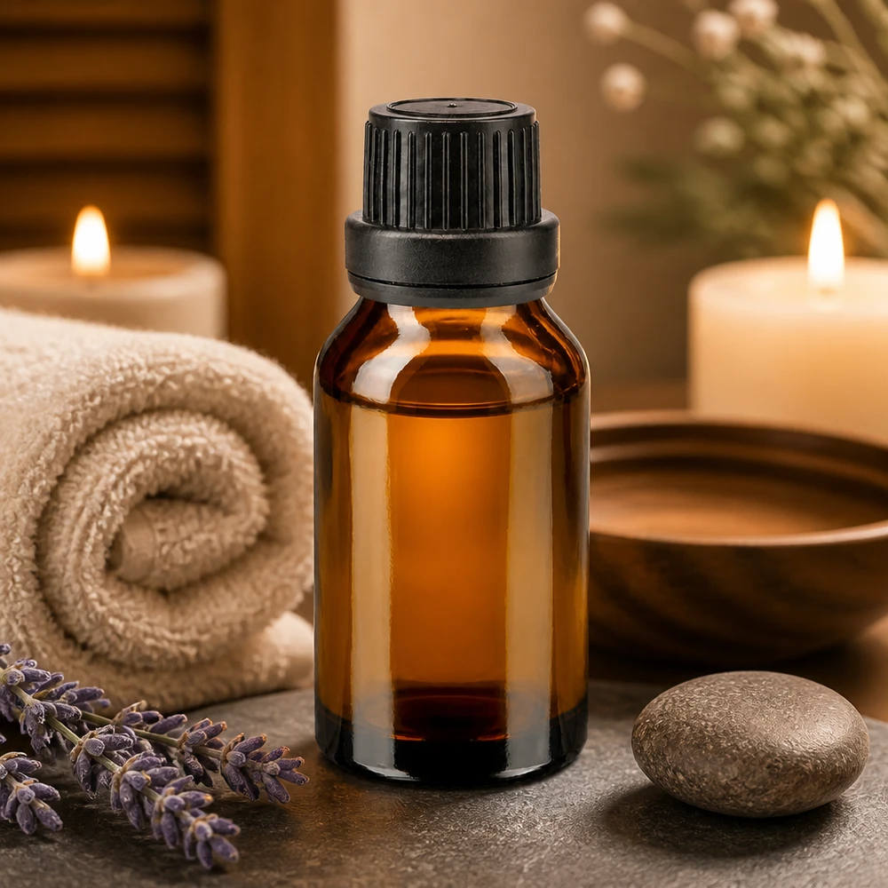 Apothekenflasche braun 15ml Tropfverschluss Giessring 2mm schwarz Originalitätsverschluss Kleine Apothekenflasche Braunglas 15ml schwarzer Verschluss für Massage und Aromapflege