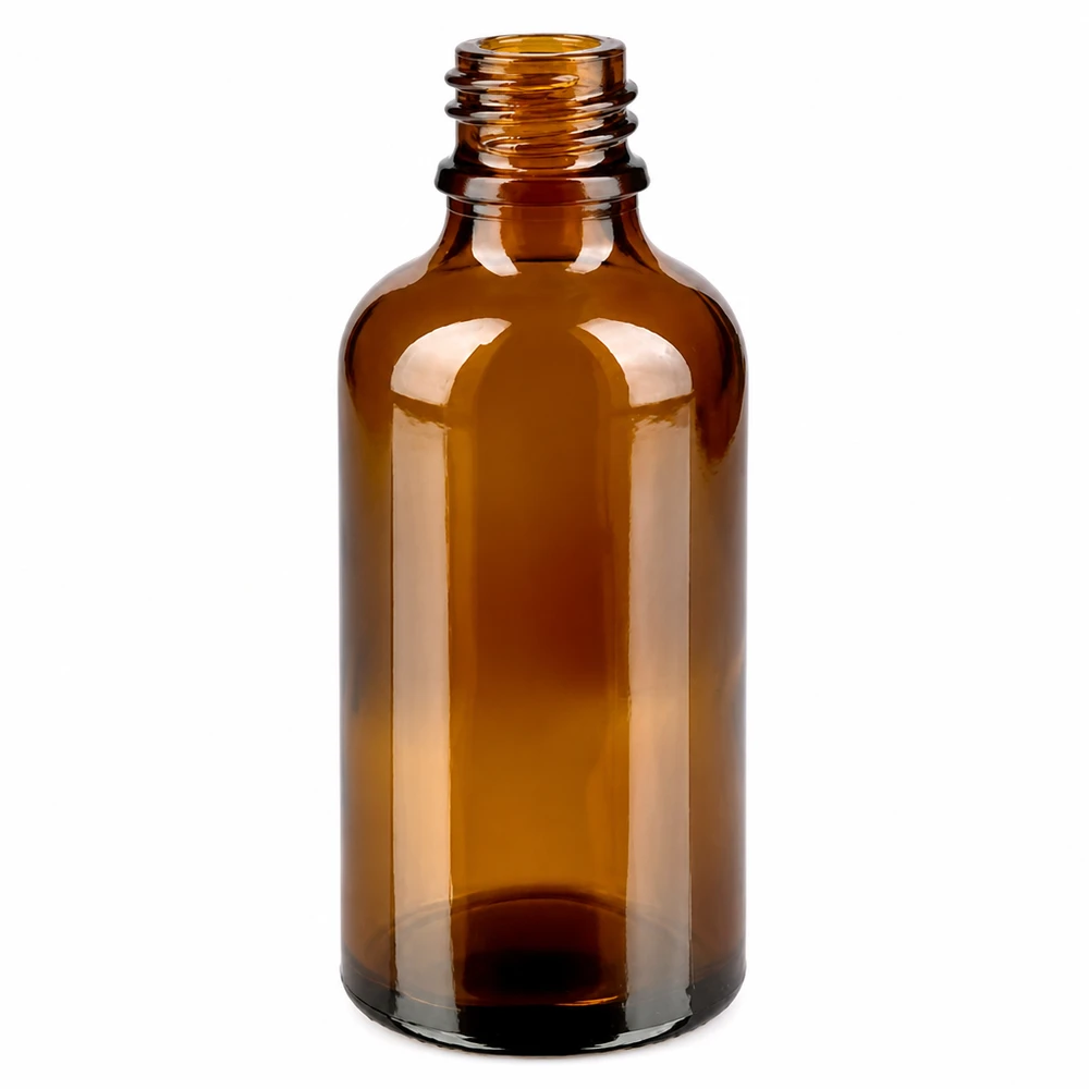 50ml Flasche 11mm Schraubverschluss weiß Originalitätsverschluss BrownLine UT18/50 Lichtgeschützte 50ml Glasflasche braun mit weissem Schraubdeckel für Naturkosmetik