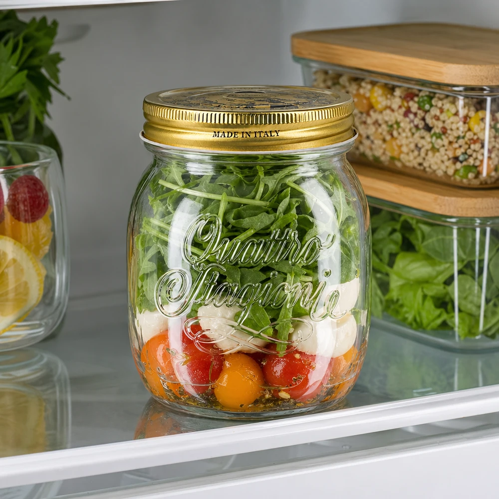 Quattro Stagioni Barattolo da 700 ml pieno di insalata in frigo Barattolo italiano per la preparazione dei pasti e gli ingredienti freschi