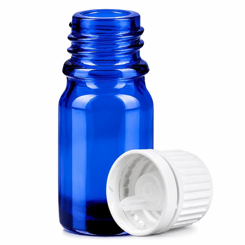 5ml Tropfflasche 0.7mm weiß Originalitätsverschluss BlueLine UT18/5 Hochwertige Glasflasche 5ml BlueLine Serie mit weißem Tropfverschluss für Laboranwendungen