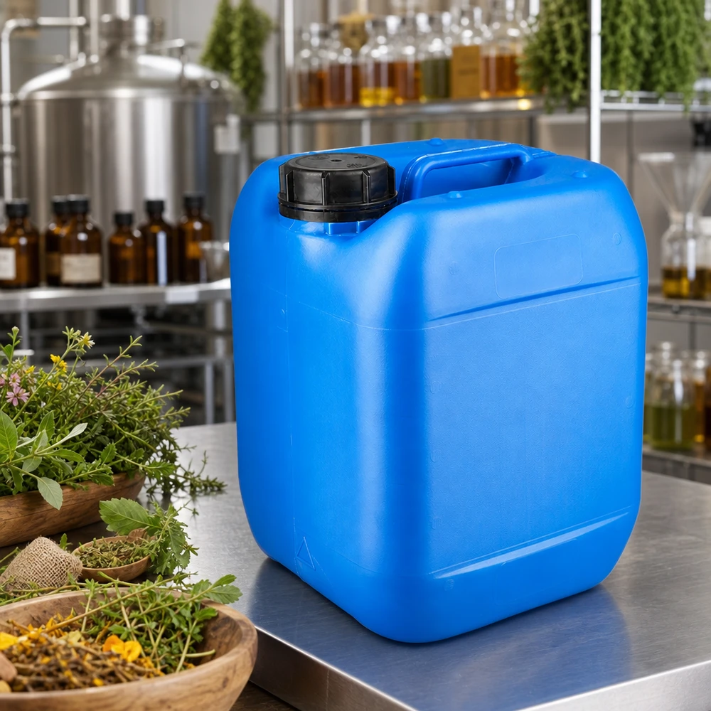 Kompakter 5 Liter Kanister blau mit OV Verschluss für Labor und Naturkosmetik