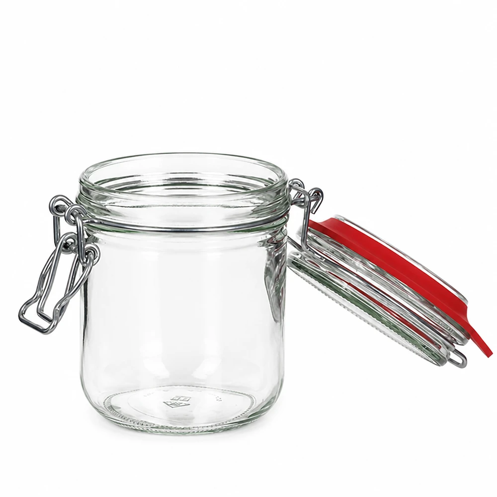 Bocal de conservation de 400 ml, type G, avec bouchon à clip UN.. Vielseitiges Aufbewahrungsglas 400ml mit Gummiring und Drahtbügel für frische Lebensmittellagerung