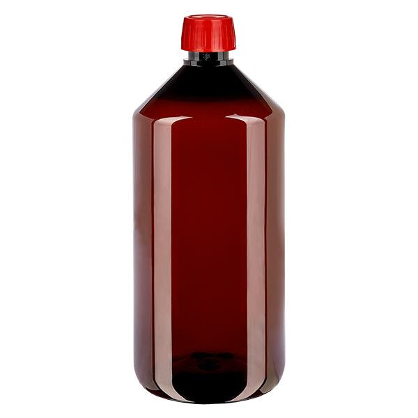 PET Flasche 1000ml mit EntgasungsVerschluss rot