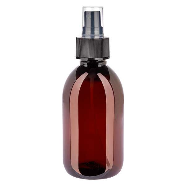 Bottiglia in PET da 250ml con nebulizzatore nero Bottiglia in PET da 250ml con nebulizzatore nero