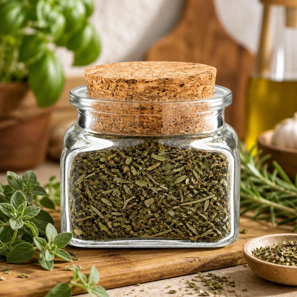 Barattolo ermetico per erbe aromatiche da 120 ml, trasparente, con tappo di sughero largo, per conservare miscele di spezie