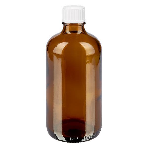 Apothekenflasche braun 100ml Tropfverschluss weiß 0.8mm Standard