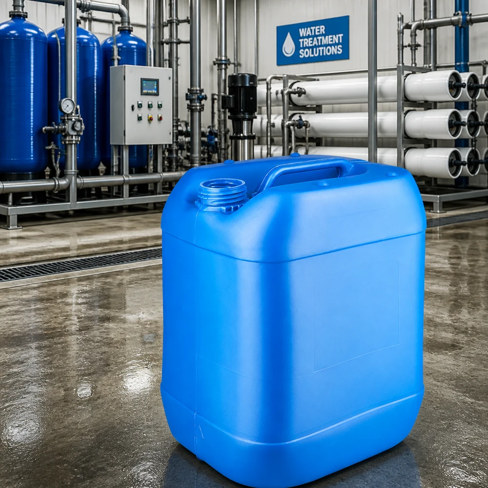 Stapelbarer blauer Leerkanister 20L mit ergonomischem Griffbügel ohne Verschluss