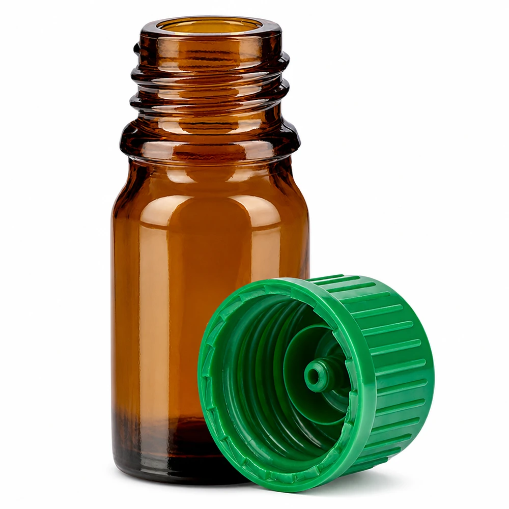 5ml Flasche 11mm Schraubverschluss grün Standard BrownLine UT18/5 Professionelle 5ml Flasche aus braunem Glas mit grünem Deckel für Laboranwendungen