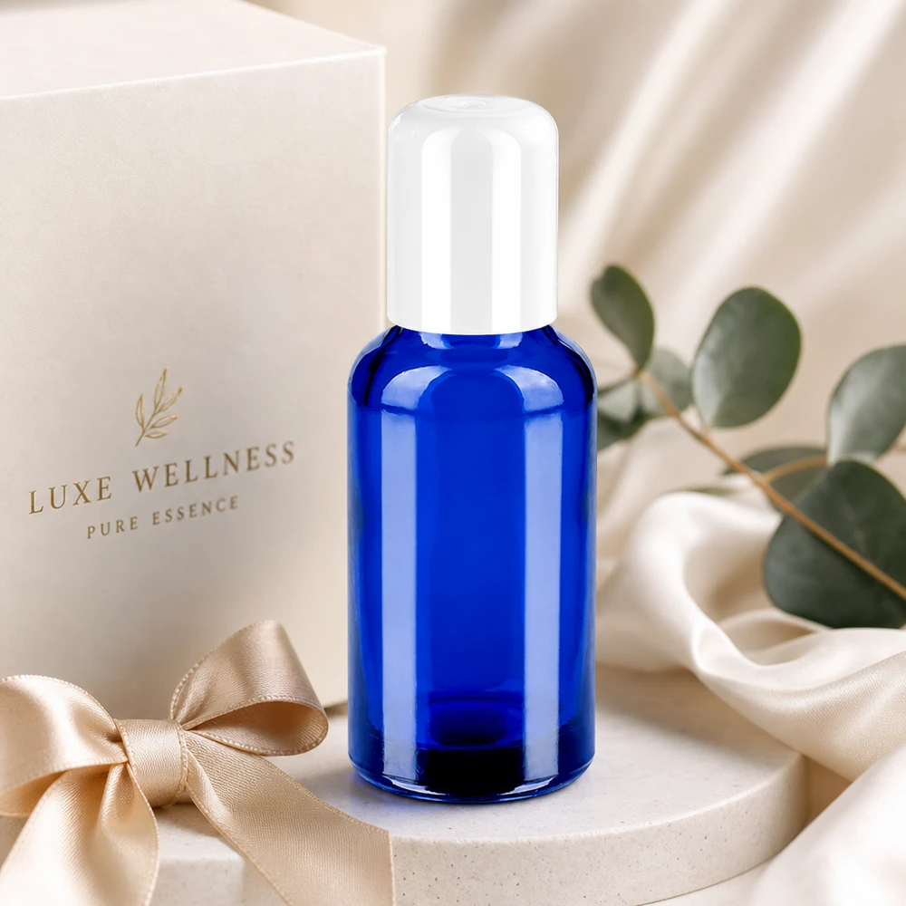Flacone in vetro STD BlueLine da 30 ml con applicatore roll-on, perfetto per oli profumati e fragranze