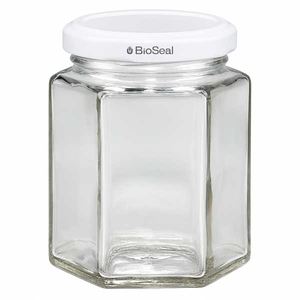 196ml Hexaglas mit BioSeal Deckel weiß UNiTWIST