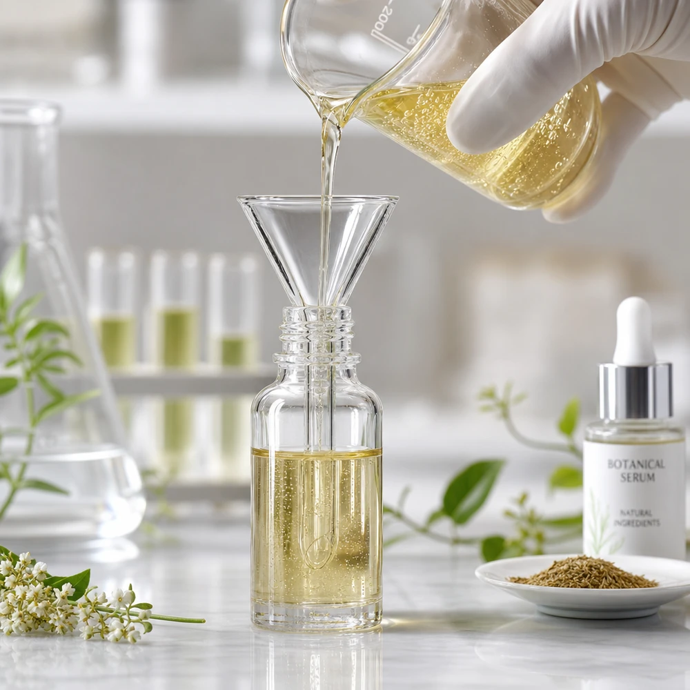 Imbuto Ø 30 mm in calce sodata, angolo 60°, stile corto Imbuto da laboratorio compatto in vetro soda-calcareo con apertura di 30 mm e manico corto per una facile manipolazione