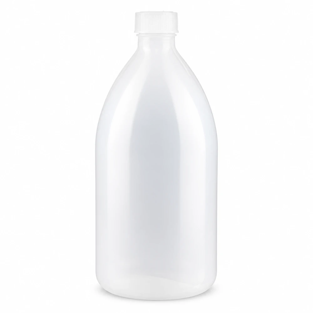 1000ml Schraubflasche, Enghals Laborflasche Weiße 1 Liter Schraubflasche mit engem Hals für Labor und Chemie