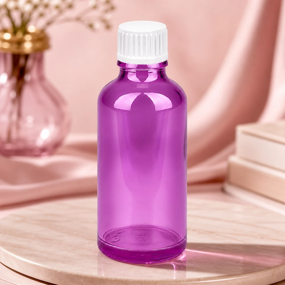 Flacone contagocce da 50 ml 0,9 mm bianco standard PurpleLine. UT18/50 Flacone dosatore professionale da 50 ml con apertura da 0,9 mm per applicazioni di laboratorio in viola