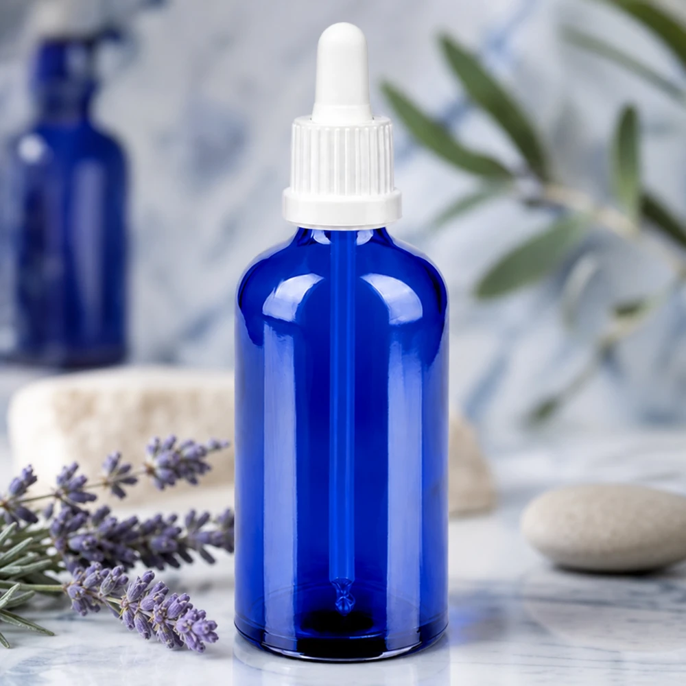 100ml Pipettenflasche weiß Originalitätsverschluss BlueLine UT18/100 Kompakte 100ml Pipettenflasche blau ideal für Reisen und mobile Anwendung BlueLine UT18/100