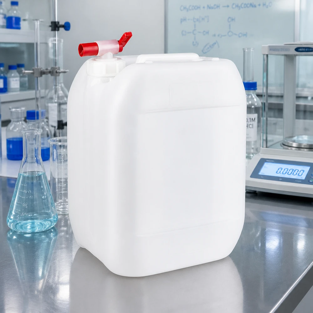 Kanister 10 Liter mit Auslaufhahn Stapelbarer HDPE Kanister 10 Liter mit rotem Absperrhahn für chemische Flüssigkeiten
