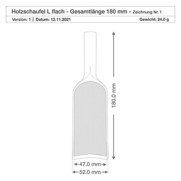 Holzschaufel Grösse L flache Form - 180mm lang