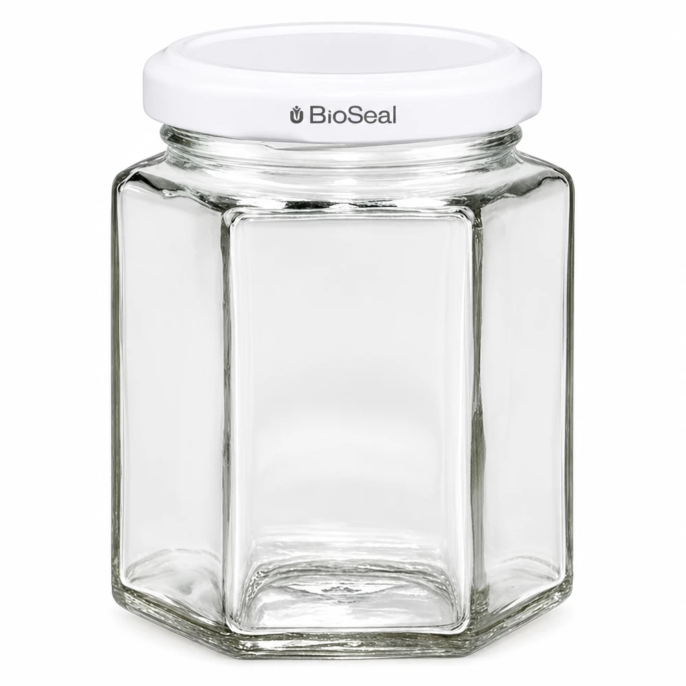 196ml Hexaglas mit BioSeal Deckel weiß UNiTWIST