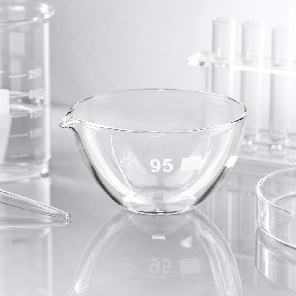 Piatto da laboratorio di precisione di 95 mm di diametro in borosilicato con funzione di versamento