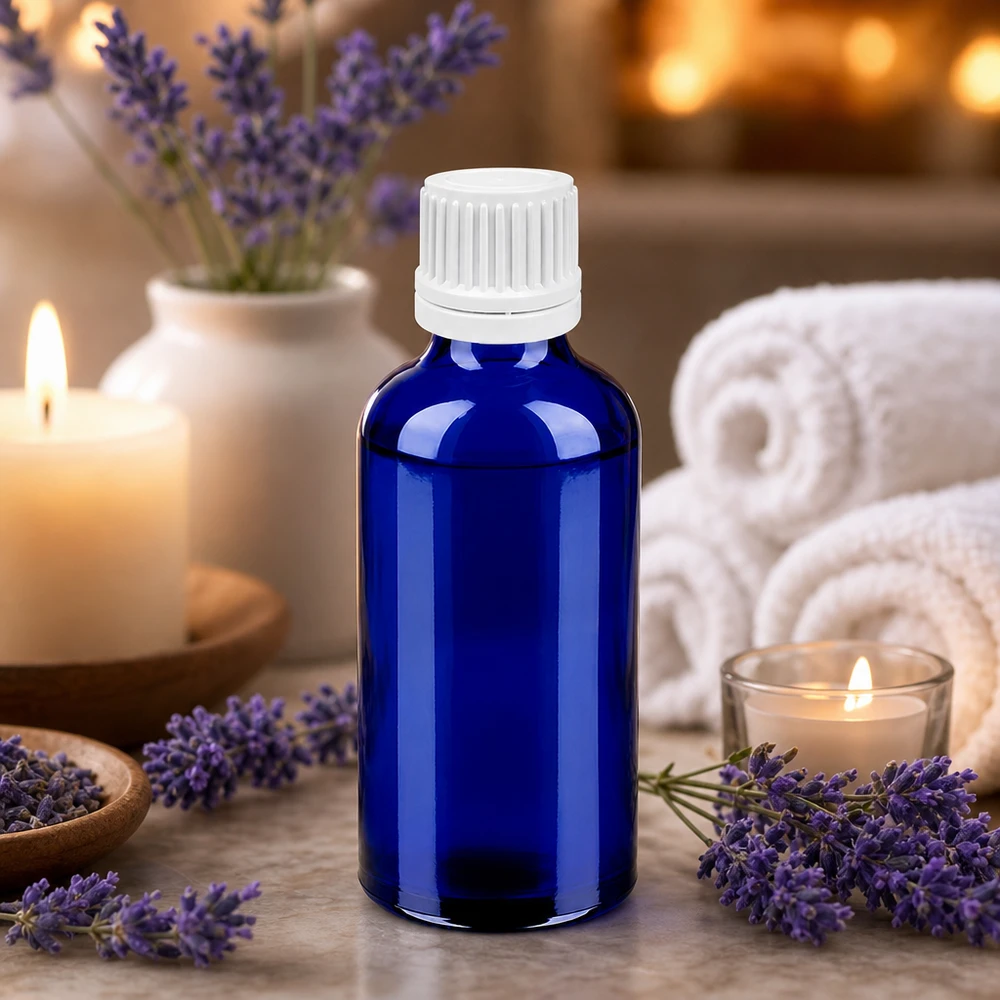 50ml Tropfflasche 0.7mm weiß Originalitätsverschluss BlueLine UT18/50 Kompakte Dosierungsflasche 50ml in Apothekerqualität mit weißem Verschluss für flüssige Präparate