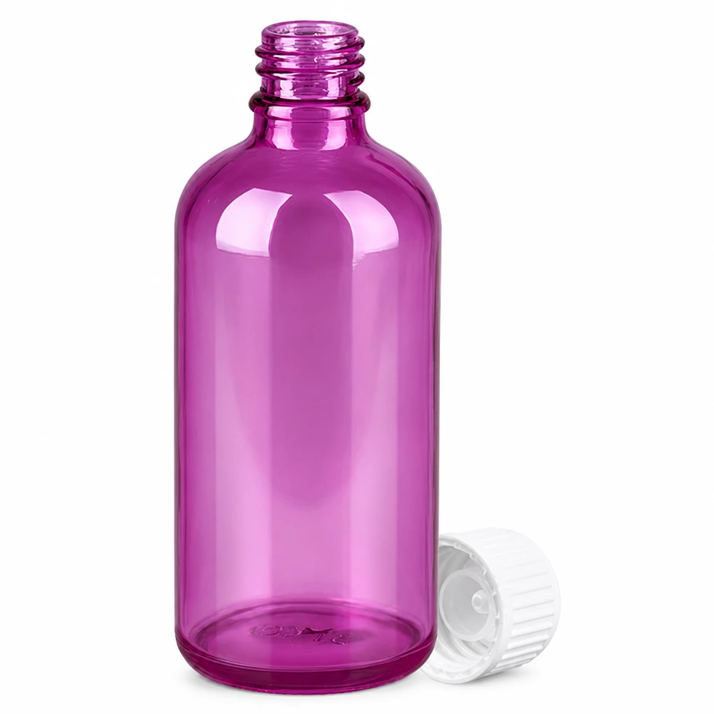 Elegante flacone da 100 ml in vetro colorato viola per cosmetici e sieri naturali
