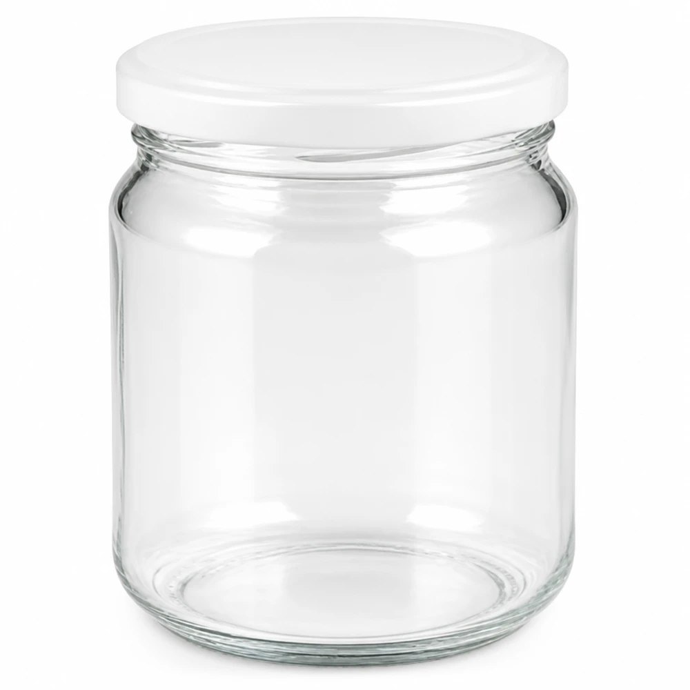212ml Verre rond avec couvercle BasicSeal blanc UNiTWIST