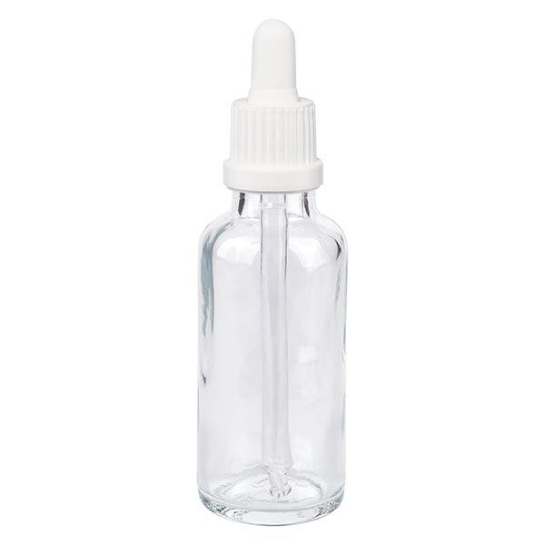 Apothekenflasche klar 30ml Pipette weiß Originalitätsverschluss