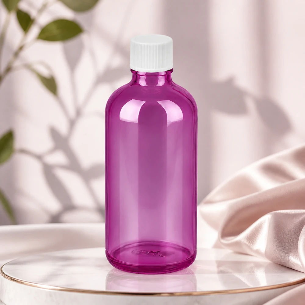 100ml Flasche 11mm Schraubverschluss weiss Standard PurpleLine UT18/100 Hochwertige violette Glasflasche 100ml mit 11mm Öffnung für Beauty Salons und Kosmetikstudios