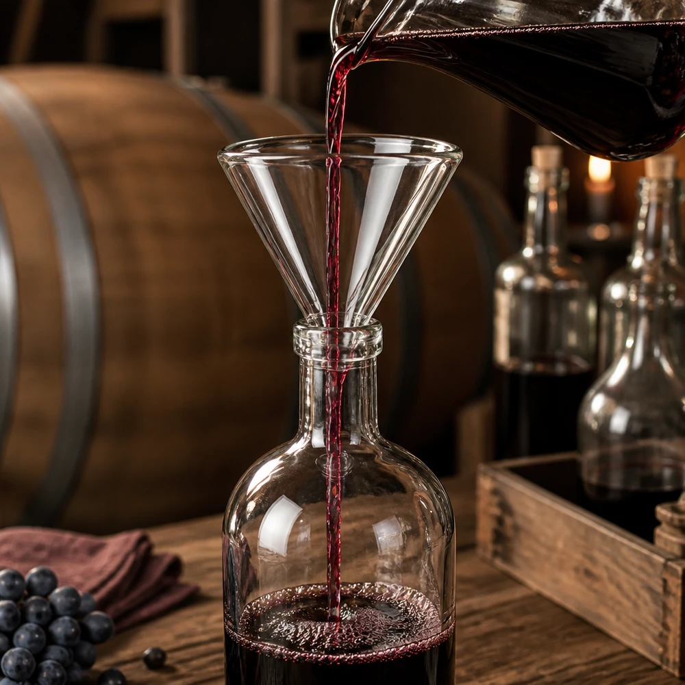 Imbuto in vetro da laboratorio con manico corto e apertura di 30 mm in robusto vetro soda-lime per una decantazione precisa