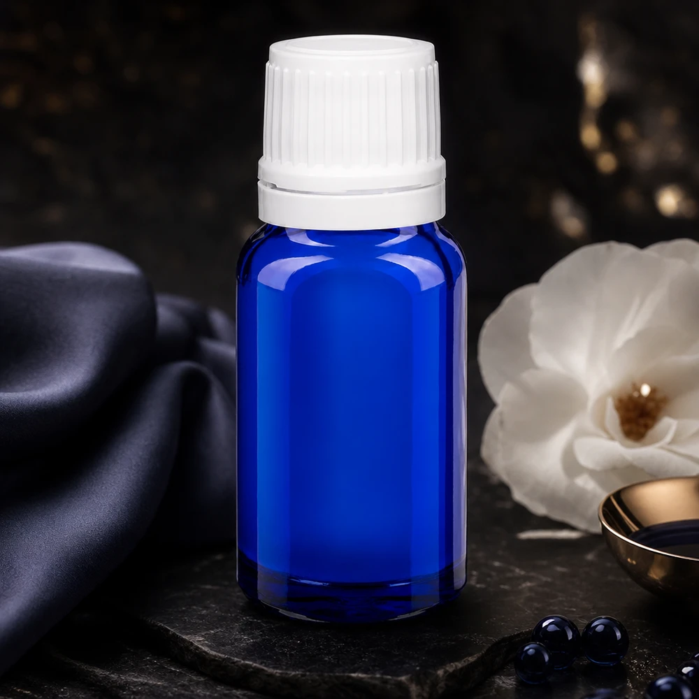 Professionelle Abfüllflasche 10ml blau Glas weißer Verschluss für Kosmetikherstellung