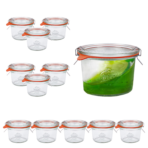12er Set Weck Gläser 80ml Sturzgläser mit 12 Glasdeckeln, 12
