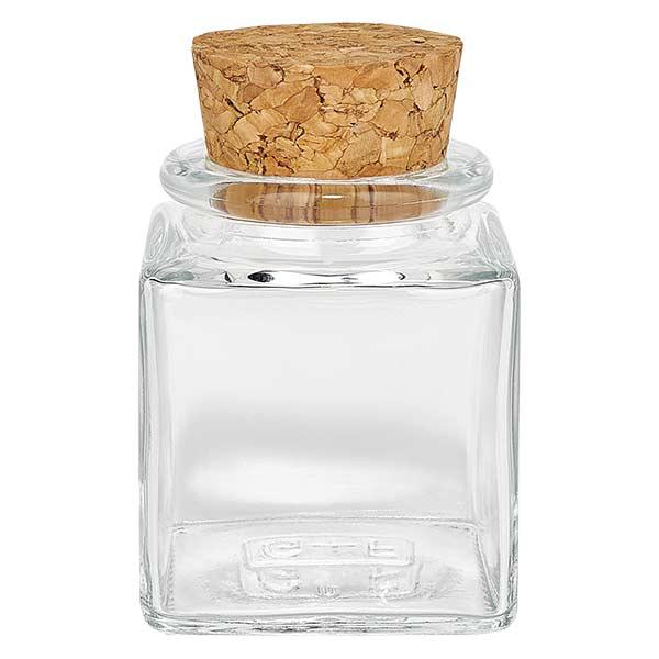 Quadratus 40ml klar, Öffn 28mm, mit Korken 27.5/31.5