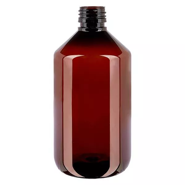 Flacon médical en PET 500 ml ambré, PP28 sans bouchon