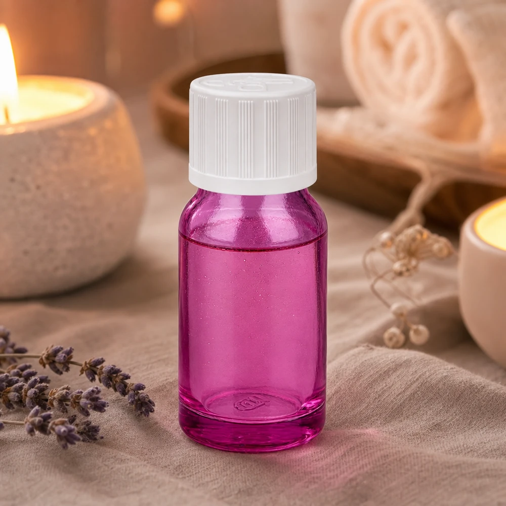 10ml Flasche 11mm Schraubverschluss weiß Standard Kindersicher PurpleLine UT18/10 Vielseitige kleine Glasflasche 10ml in Purpur für DIY-Kosmetik und selbstgemischte Essenzen